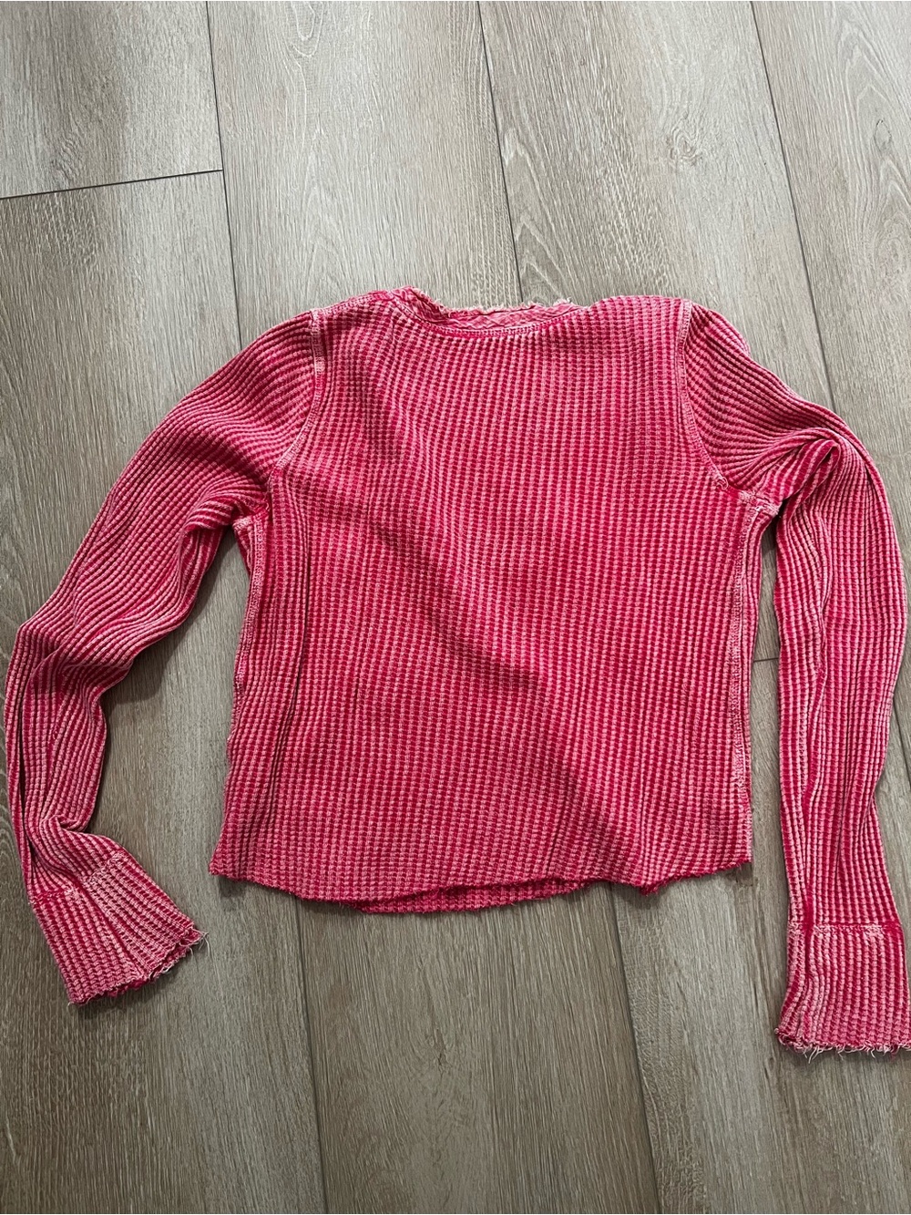 Free People Pink Colt Waffle Knit Henley Top - Picture 6 of 8
